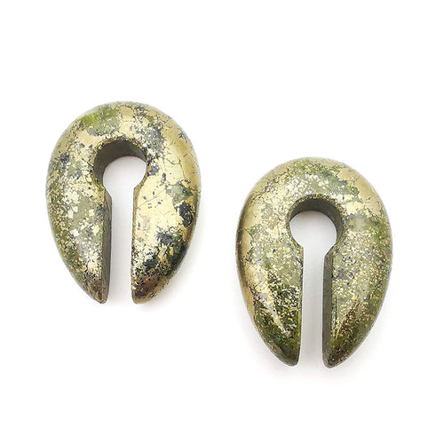 Pyrite Stone Oval Keyhole Ear Weights Hangers
