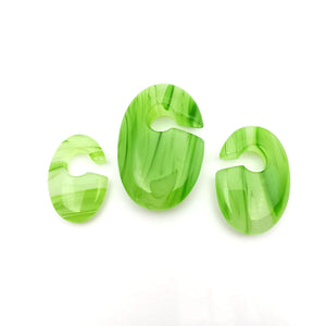Green Line Glass Ellipse Keyhole Ear Weights