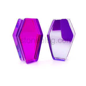 Purple Iridescent Glass Coffin Plugs Ear Gauges