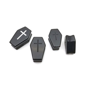 Engraving Cross Black Coffin Plugs Ear Gauges