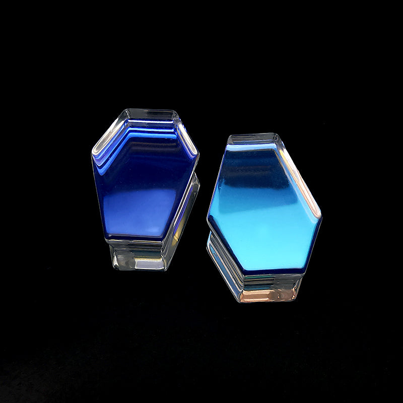 Iridescent Glass Coffin Plugs Ear Gauges
