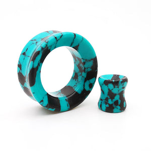 Teal Turquoise Double Flare Tunnels /  Eyelets Ear Gauges