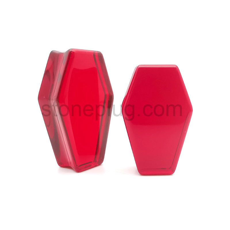 Red Glass Coffin Plugs Ear Gauges