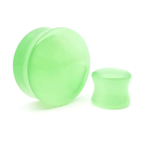 Green Cats Eye Glass Convex Double Flare Plugs Ear Gauges