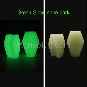 Green Glow in the dark Coffin Plugs Ear Gauges