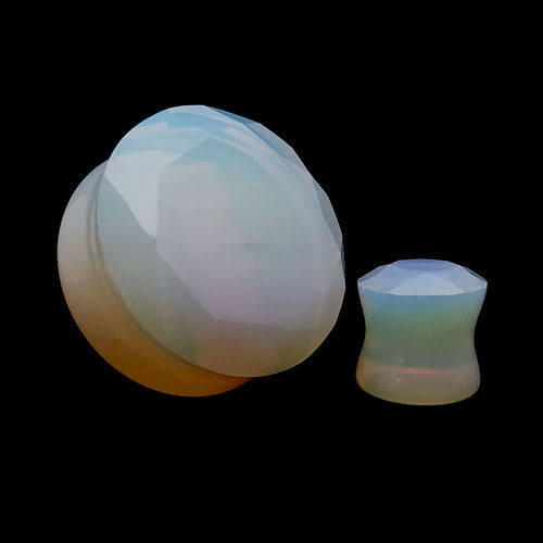 Faceted Opalite Double Flare Stone Plugs