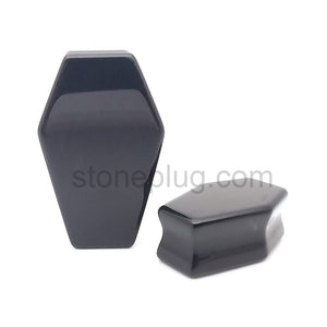 Black Obsidian Coffin Plugs Ear Gauges