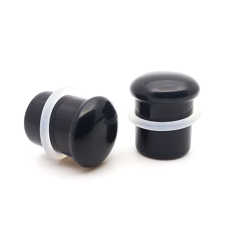 Black Obsidian Single Flare Plugs Ear Gauge