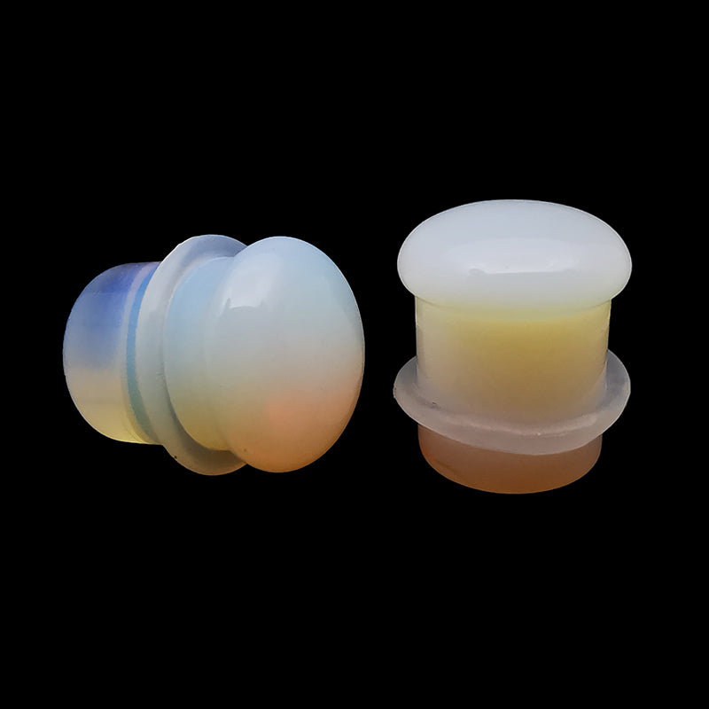Opalite Single Flare Stone Plugs Ear Gauge