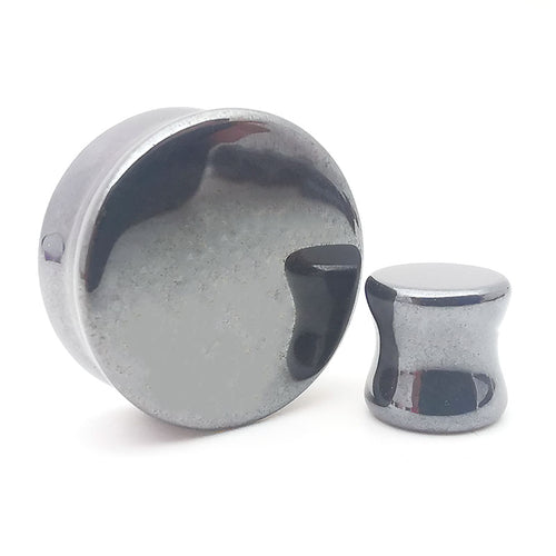 Hematite Double Flare Stone Plugs Ear Gauge