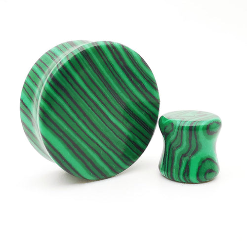 Synthetic Malachite Double Flare Stone Plugs Ear Gauge