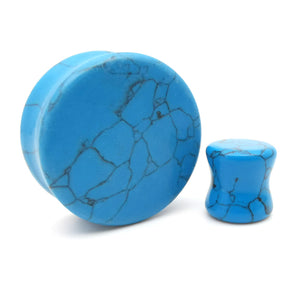 Synthetic Turquoise Double Flare Stone Plugs Ear Gauge