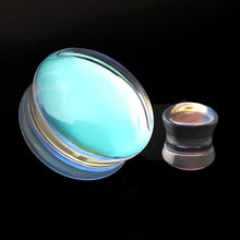 Load image into Gallery viewer, Convex Clear Iridescent Glass Double Flare Plugs
