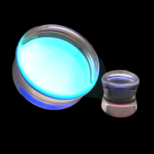 Clear Iridescent Glass Flat Sides Double Flare Plugs Ear Gauges