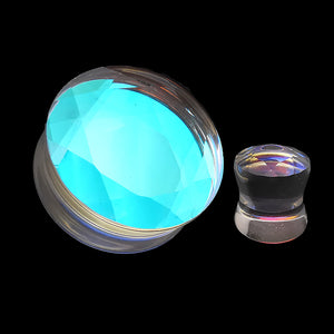 Faceted Iridescent Glass Double Flare Plugs