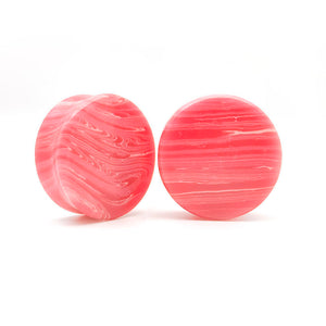Red Lace Turquoise Double Flare Stone Plugs