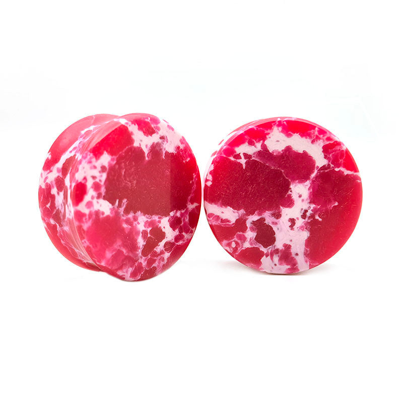Rose Red Imperial Turquoise Double Flare Stone Plugs