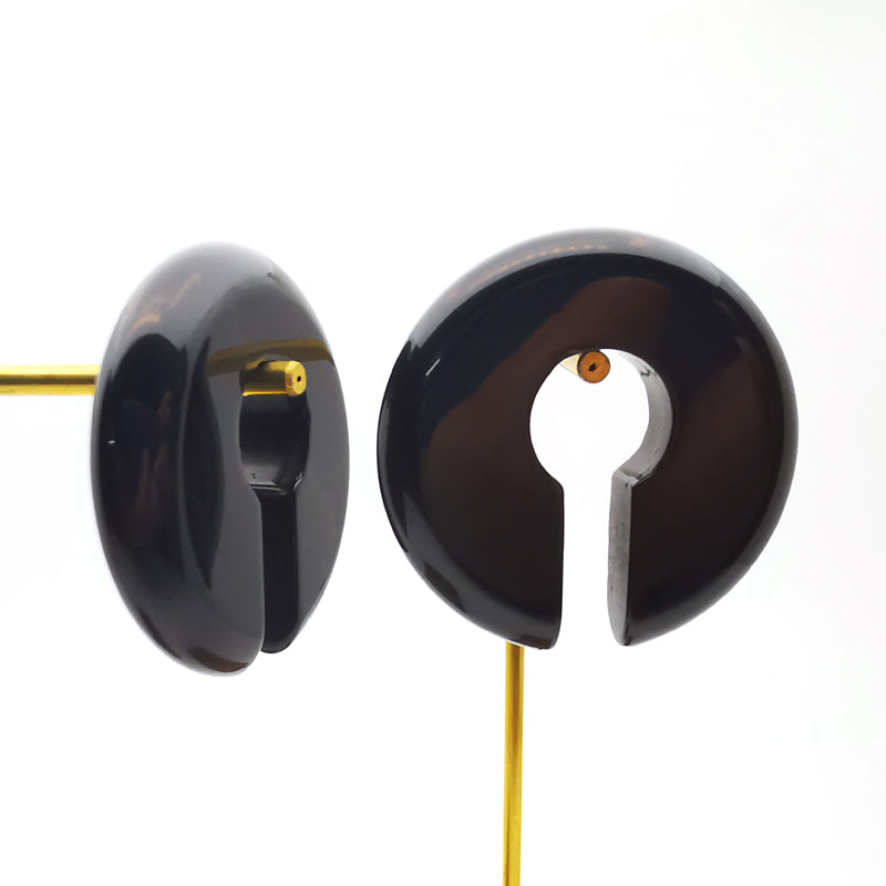 Black Obsidian Round Keyhole Ear Weights Hanger