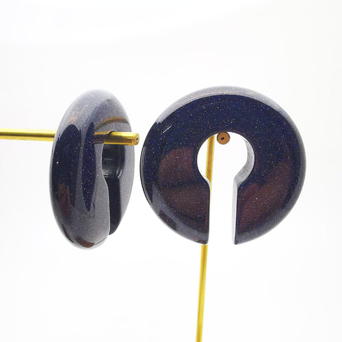 Blue Goldstone Round Keyhole Ear Weights Hanger