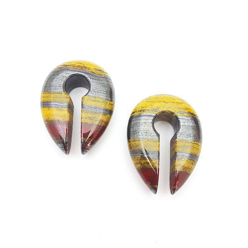 Rainbow Jasper Oval Keyhole Ear Weights Hangers