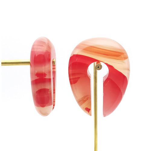 Red Line Glass Oval Keyhole Ear Weights Hangers