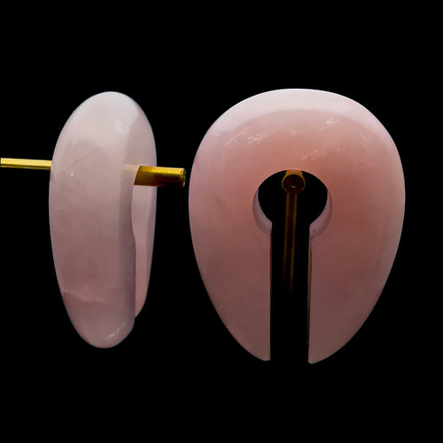 Rose Quartz Oval Keyhole Ear Weights Hangers