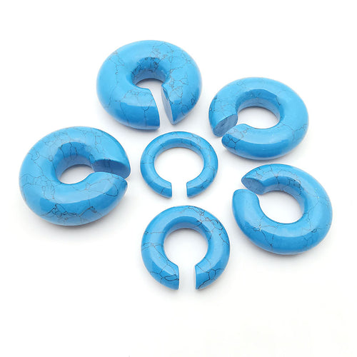 Blue Turquoise Hoop Ear Weights Hanger Ear Gauges